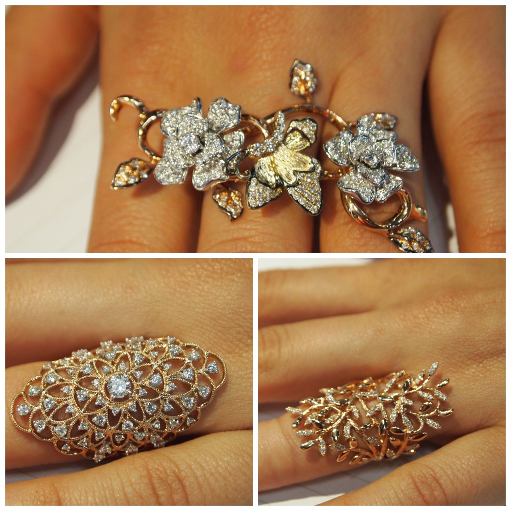 Collage of KGM beauties, all in 18k yellow gold and diamonds.