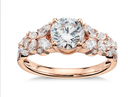 Monique Lhuillier for Blue Nile Petal Garland Engagement ring in Rose Gold
